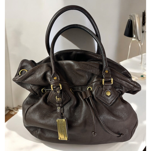 Marc By Marc Jacobs Handbags - Marc by Marc Jacobs Classic Q Pebbled Leather Drawstring Satchel Bucket Bag